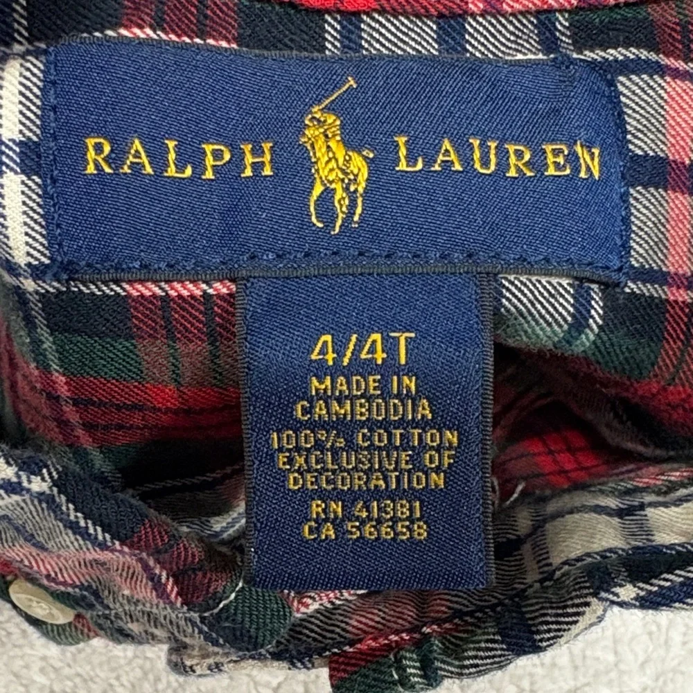 Ralph Lauren long sleeve red plaid button down shirt boys size 4/4t